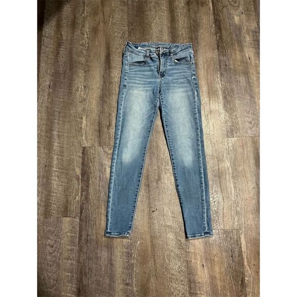 American Eagle Women's Skinny Jeans Medium Wash Blue High Rise Stretch - Picture 5 of 8